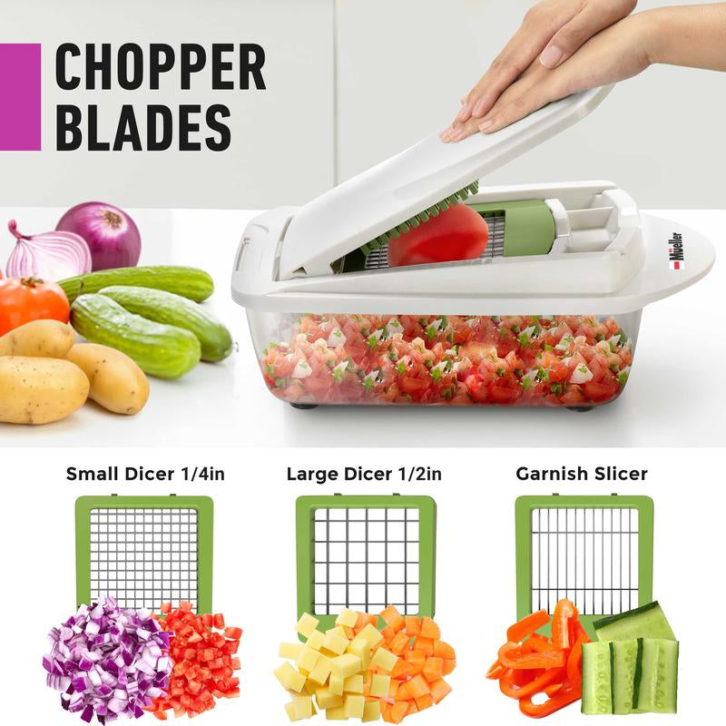 MUELLER 8 Blade Slicer Vegetable Chopper Food Slicer Pro Set, Steel Stainless Onion Cutter, Veggie Dicer, Mandolin Cabbage Grater, Home Essentials, Kitchen Utensils
