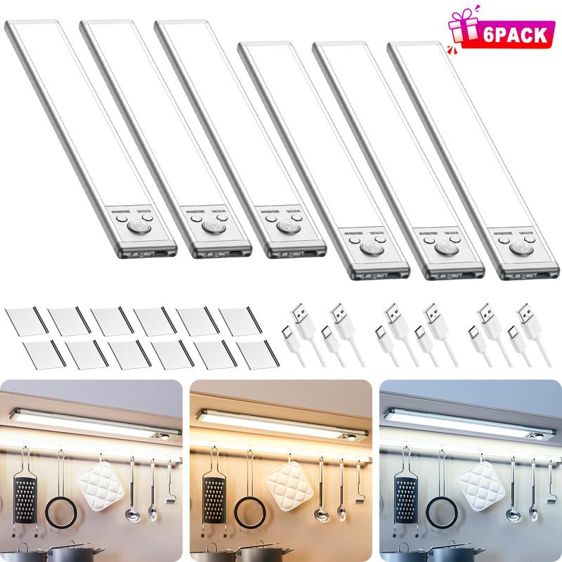 Under Cabinet Lights,76Led Motion Sensor Night Light Indoor,1500Mah USB Rechargeable Light,Magnetic Dimmable Lights for Kitchen, Stairs,Wardrobe Lighting