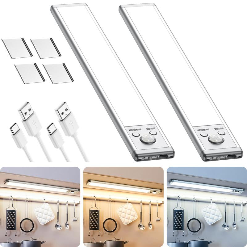 Under Cabinet Lights,76Led Motion Sensor Night Light Indoor,1500Mah USB Rechargeable Light,Magnetic Dimmable Lights for Kitchen, Stairs,Wardrobe Lighting