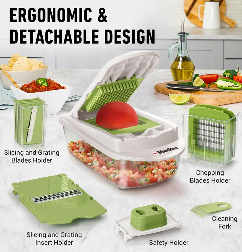 MUELLER 8 Blade Slicer Vegetable Chopper Food Slicer Pro Set, Steel Stainless Onion Cutter, Veggie Dicer, Mandolin Cabbage Grater, Home Essentials, Kitchen Utensils