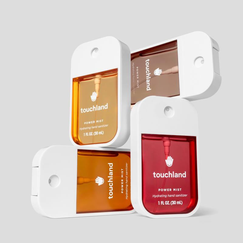 Touchland Seasonal Power Mist Hand Sanitizer 4-Set with Peppermint Mocha, Salted Caramel, Spiced Pumpkin-Tini, Cinnamon Gingerbread, Fall Scents