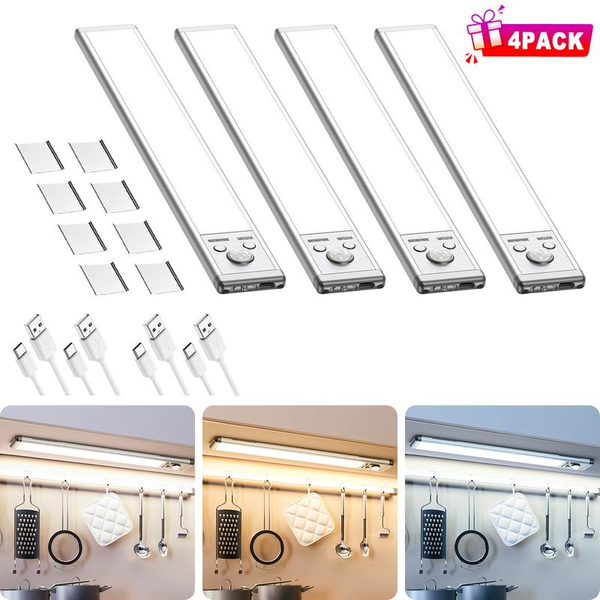 Under Cabinet Lights,76Led Motion Sensor Night Light Indoor，1500Mah USB Rechargeable Light，Magnetic Dimmable Lights for Kitchen, Stairs，Wardrobe Lighting