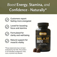 Pure Shilajit Supplement Gummies with Black Seed Oil, High Potency Pure Himalayan Resin for Energy, Immune Support, and Cognitive Function, Lab Tested Chewables