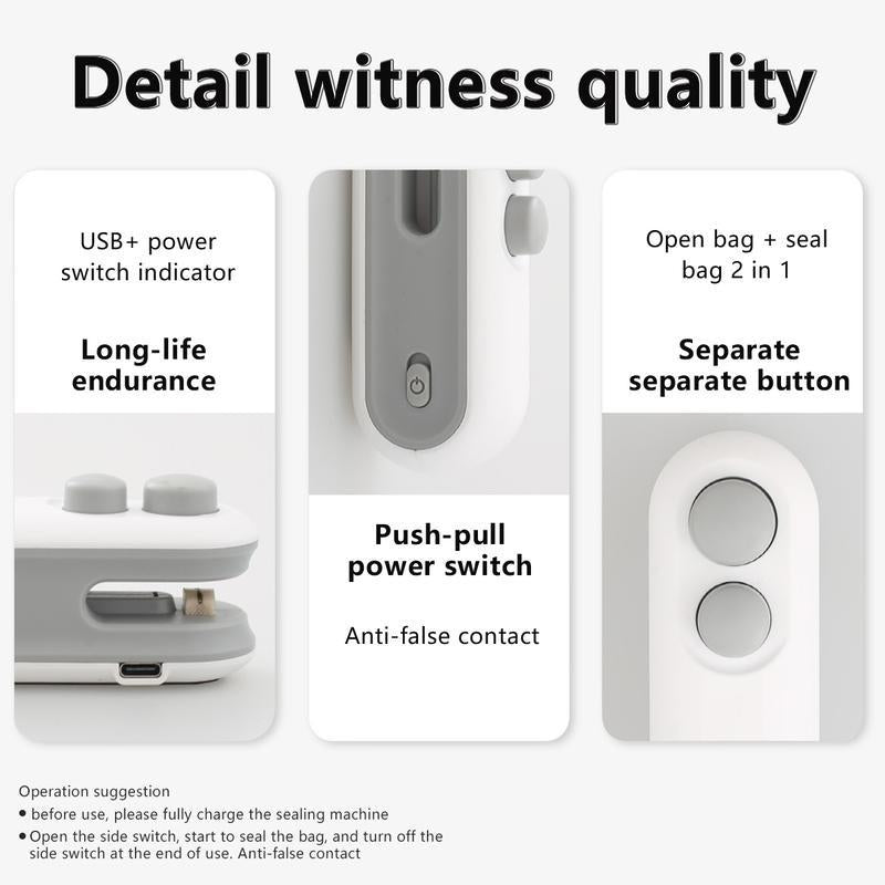 Mini Snack Bag Sealing Machine,2 in 1 Heat USB Rechargeable Snack Bag Selaer,Plastic Electric Bag Sealers, Keep Food Fresh. Portable Sealer Picnics