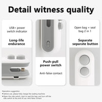 Mini Snack Bag Sealing Machine,2 in 1 Heat USB Rechargeable Snack Bag Selaer,Plastic Electric Bag Sealers, Keep Food Fresh. Portable Sealer Picnics