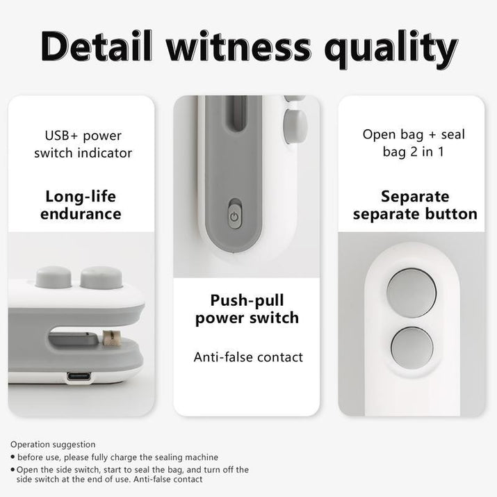 Mini Snack Bag Sealing Machine,2 in 1 Heat USB Rechargeable Snack Bag Selaer,Plastic Electric Bag Sealers, Keep Food Fresh. Portable Sealer Picnics