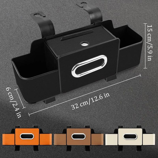 Multifunctional Car Back Seat Storage Organizer-Carstorage Bag with 2 Cup Holders, Tissue Box, Hooks &Phone/Key/Ticket Holder-Universal Car Interior Accessoriesfor Stowing & Tidying