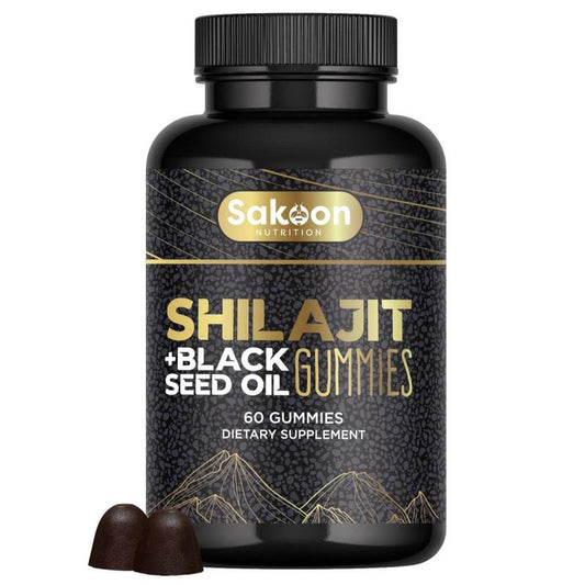 Pure Shilajit Supplement Gummies with Black Seed Oil, High Potency Pure Himalayan Resin for Energy, Immune Support, and Cognitive Function, Lab Tested Chewables