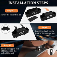 Multifunctional Car Back Seat Storage Organizer-Carstorage Bag with 2 Cup Holders, Tissue Box, Hooks &Phone/Key/Ticket Holder-Universal Car Interior Accessoriesfor Stowing & Tidying