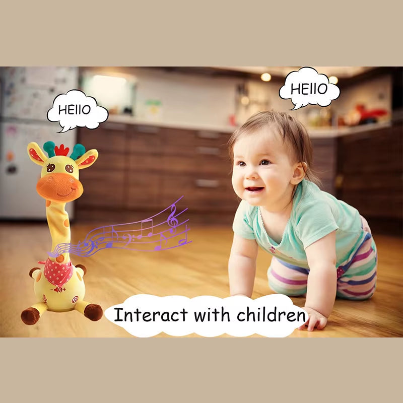 2025 Enhanced Musical Giraffe Ornament - English Version with Singing, Dancing, Voice Repetition, and Illuminated LED Lights - Ideal Gift for Children