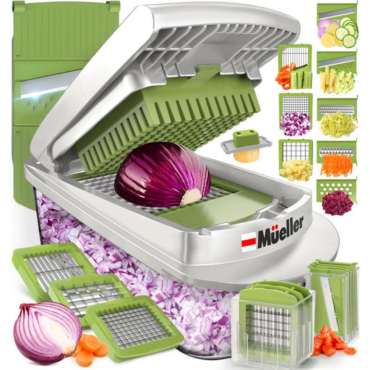 MUELLER 8 Blade Slicer Vegetable Chopper Food Slicer Pro Set, Steel Stainless Onion Cutter, Veggie Dicer, Mandolin Cabbage Grater, Home Essentials, Kitchen Utensils