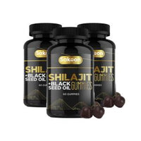 Pure Shilajit Supplement Gummies with Black Seed Oil, High Potency Pure Himalayan Resin for Energy, Immune Support, and Cognitive Function, Lab Tested Chewables