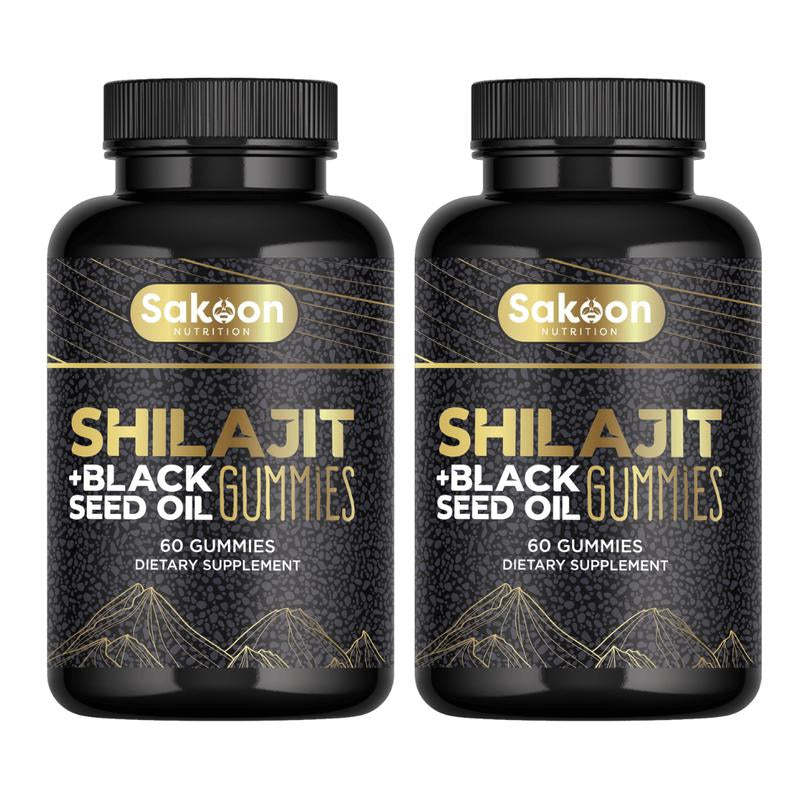 Pure Shilajit Supplement Gummies with Black Seed Oil, High Potency Pure Himalayan Resin for Energy, Immune Support, and Cognitive Function, Lab Tested Chewables