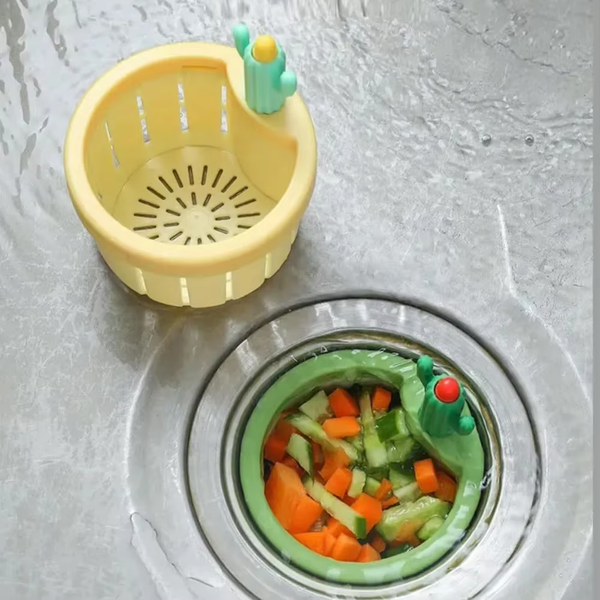 1/2 Pcs Cactus Shaped Kitchen Sink Drain Strainer Soft Filter Trap Food Slag Remover with Handy Handle Kitchen Accessory