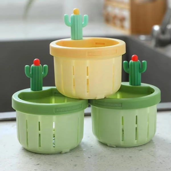 1/2 Pcs Cactus Shaped Kitchen Sink Drain Strainer Soft Filter Trap Food Slag Remover with Handy Handle Kitchen Accessory